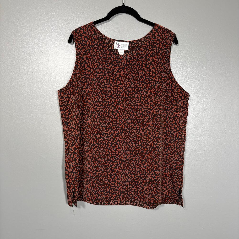 Maggie Sweet Vintage 1980's Animal Print Sleeveless Blouse Size Large - Leopard